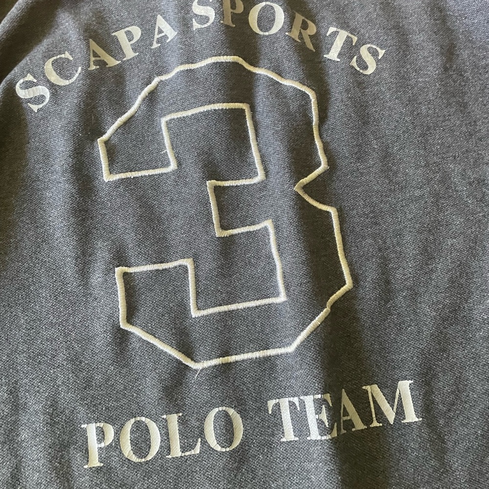 Vintage SCAPA SPORTS POLO TEAM #3 Long SLEEVE Collared SHIRT SIZE Medium M Gray - Picture 8 of 11